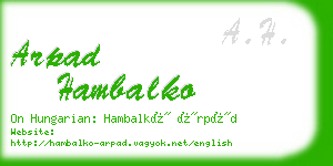 arpad hambalko business card